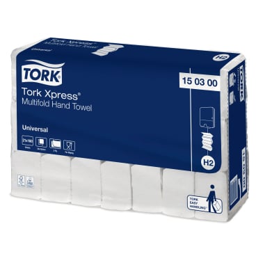 Tork Xpress H2 Papierhandtücher 20x34 cm - 2-lagige Falthandtücher für Waschräume mittlerer Frequenz - Med-Praxisbedarf