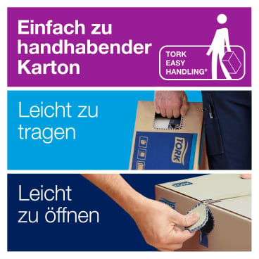 Multifold Falthandtücher blau von Tork - Xpress H2 Serie, 23,4x21,3 cm, lebensmittelecht - Med-Praxisbedarf