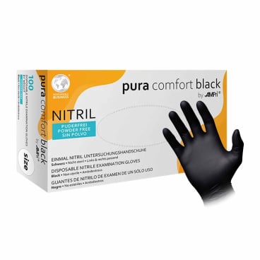 Nitrilhandschuhe schwarz puracomfort - Einmalhandschuhe für genaues Tastempfinden - Med-Praxisbedarf