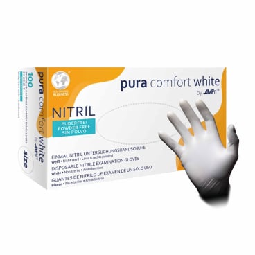 Nitrilhandschuhe weiß puracomfort - Einmalhandschuhe aus Nitril, puderfrei - Med-Praxisbedarf