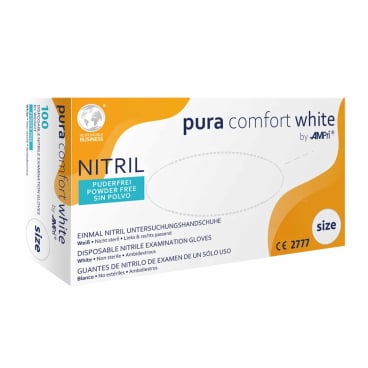 puracomfort white Nitrilhandschuhe puderfrei - weiß, für Arztpraxis und Klinik - Med-Praxisbedarf
