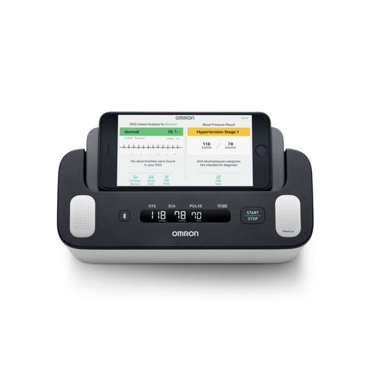 OMRON Complete Blutdruckmessgerät mit EKG - Digitales Oberarmgerät und vier Fingersensoren - Med-Praxisbedarf