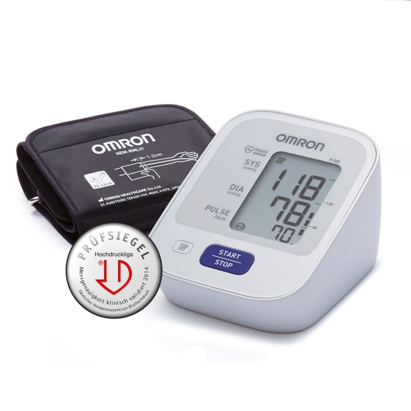Omron M300 Blutdruckmessgerät Oberarm - Vollautomatisch mit Arrhythmieerkennung - Med-Praxisbedarf