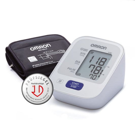 Omron M300 Blutdruckmessgerät Oberarm - Vollautomatisch mit Arrhythmieerkennung - Med-Praxisbedarf