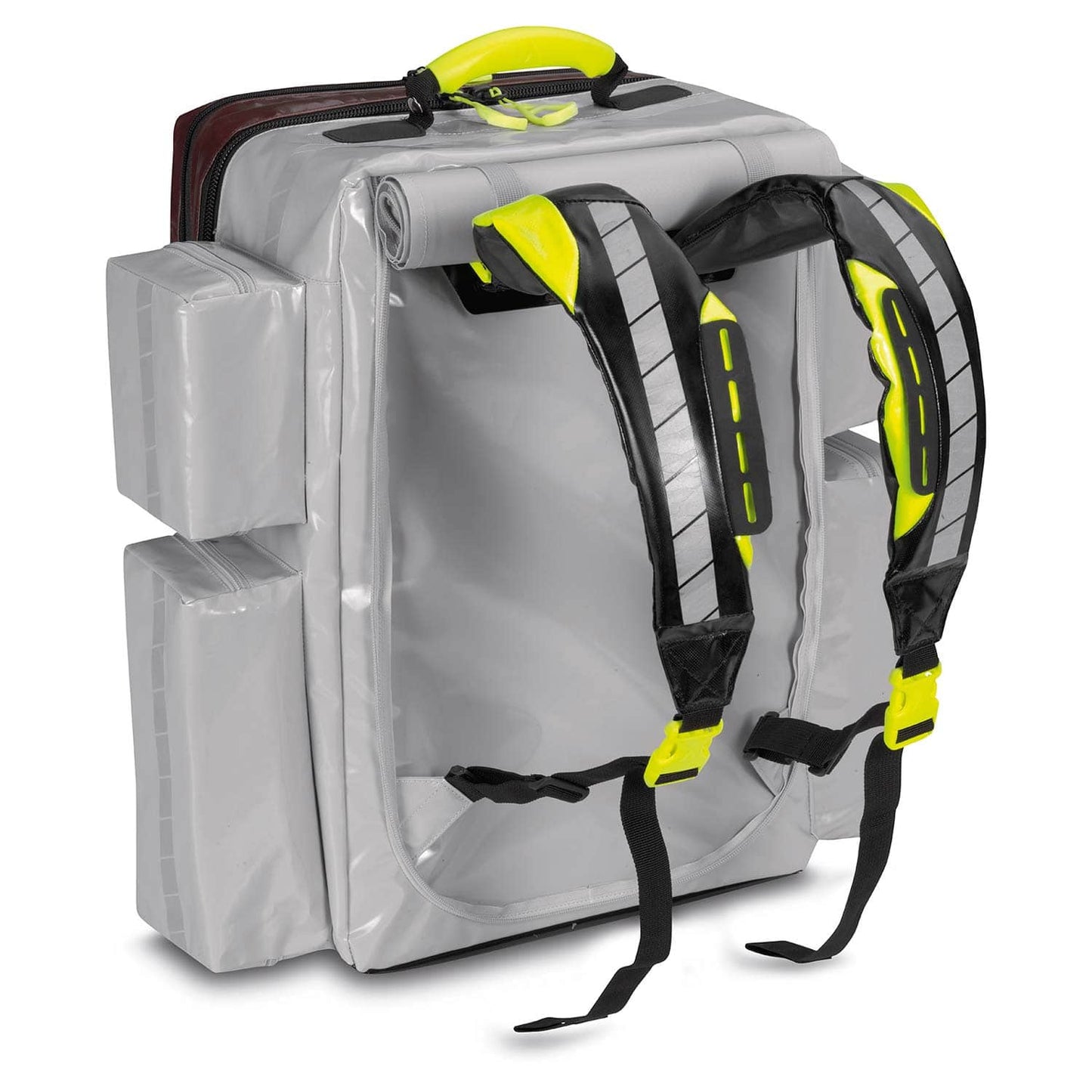 PAX Notfallrucksack geöffnet - Innenraum mit Fächern und Halterungen für medizinische Ausstattung - Med-Praxisbedarf