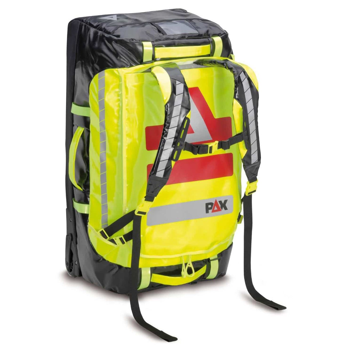 PAX Stuff-Bag Trolley von der Seite - zeigt Rollen und Teleskopgriff des Notfallkoffers - Med-Praxisbedarf