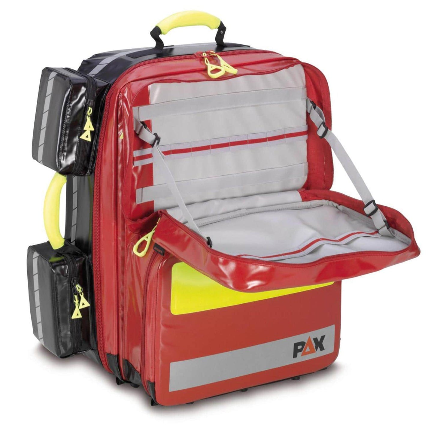 PAX Wasserkuppe Notfallrucksack geöffnet - Innenaufteilung und Fächer im Detail - Med-Praxisbedarf