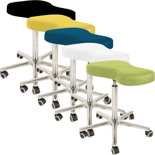 Rollhocker Hippo - praktischer Drehhocker mit ergonomischer Sitzform, graue Ausführung - Med-Praxisbedarf