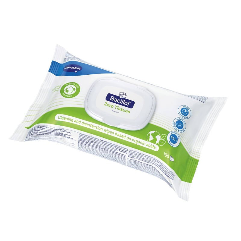Bacillol Zero Tissues Reinigungs- und Desinfektionstücher - gebrauchsfertig, CO2-reduziert - Med-Praxisbedarf