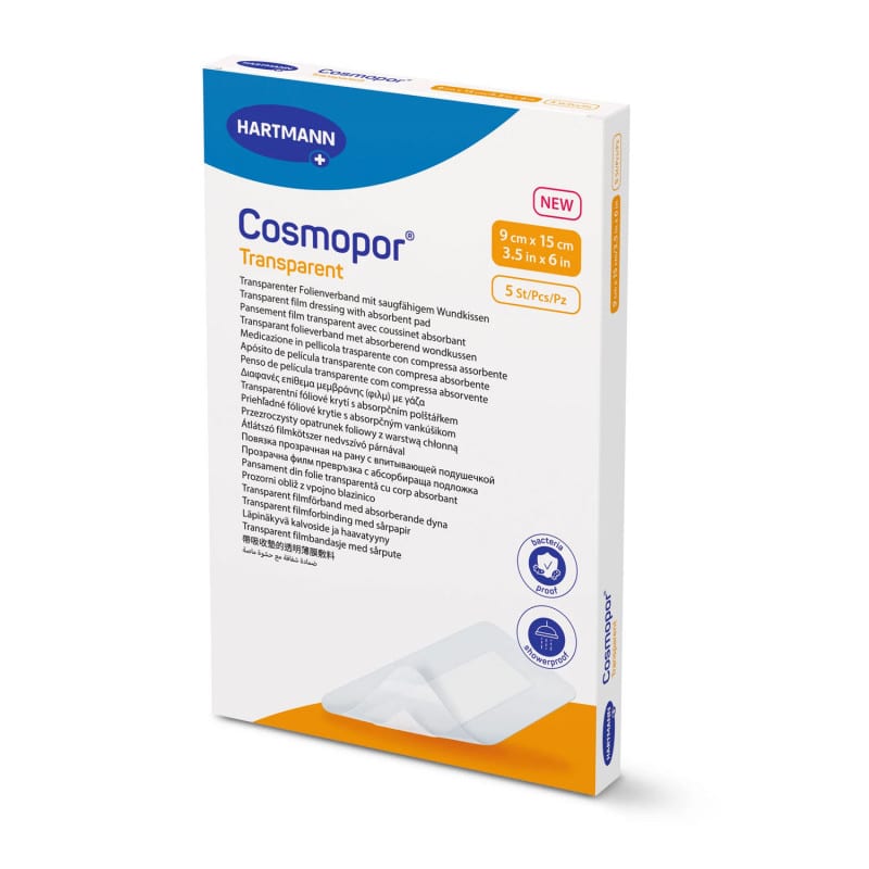 Cosmopor transparent Nahaufnahme Material - zeigt Atmungsaktivität und Transparenz - Med-Praxisbedarf