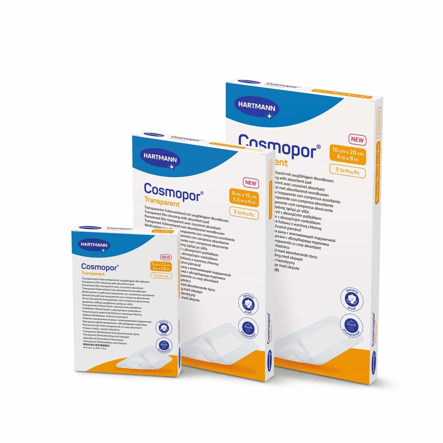 Cosmopor transparent Pflaster mittlere Größe - für saubere Wunden, hautschonende Haftung - Med-Praxisbedarf