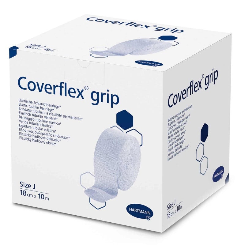 Coverflex® grip medizinische Binde angewendet - zur sicheren Fixierung von Wundverbänden - Med-Praxisbedarf