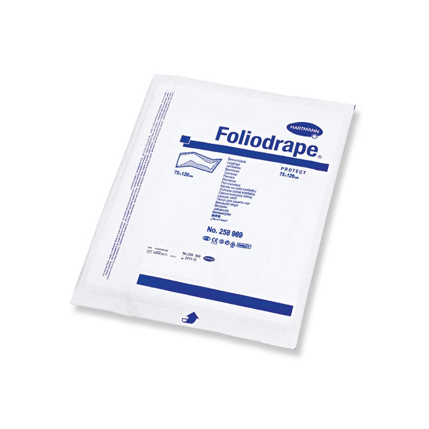 Beinschützer von Foliodrape - Detailansicht der Öffnung und des Materials für sterile Abdeckung - Med-Praxisbedarf