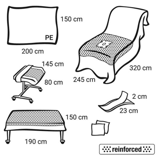 Foliodrape Protect Plus Hand-Fuß-Set - Komplett-Set aus Einweg-OP-Abdeckungen - Med-Praxisbedarf