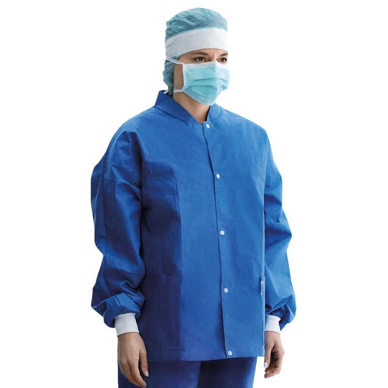 Foliodress Jacke OP-Jacke Einweg - warmes Vlies, hoher Verschluss für OP und Station - Med-Praxisbedarf