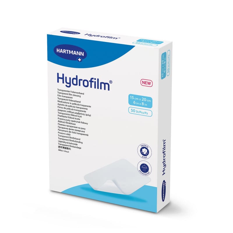 Hydrofilm auf trockener Wunde - fördert feuchtes Wundmilieu - Med-Praxisbedarf
