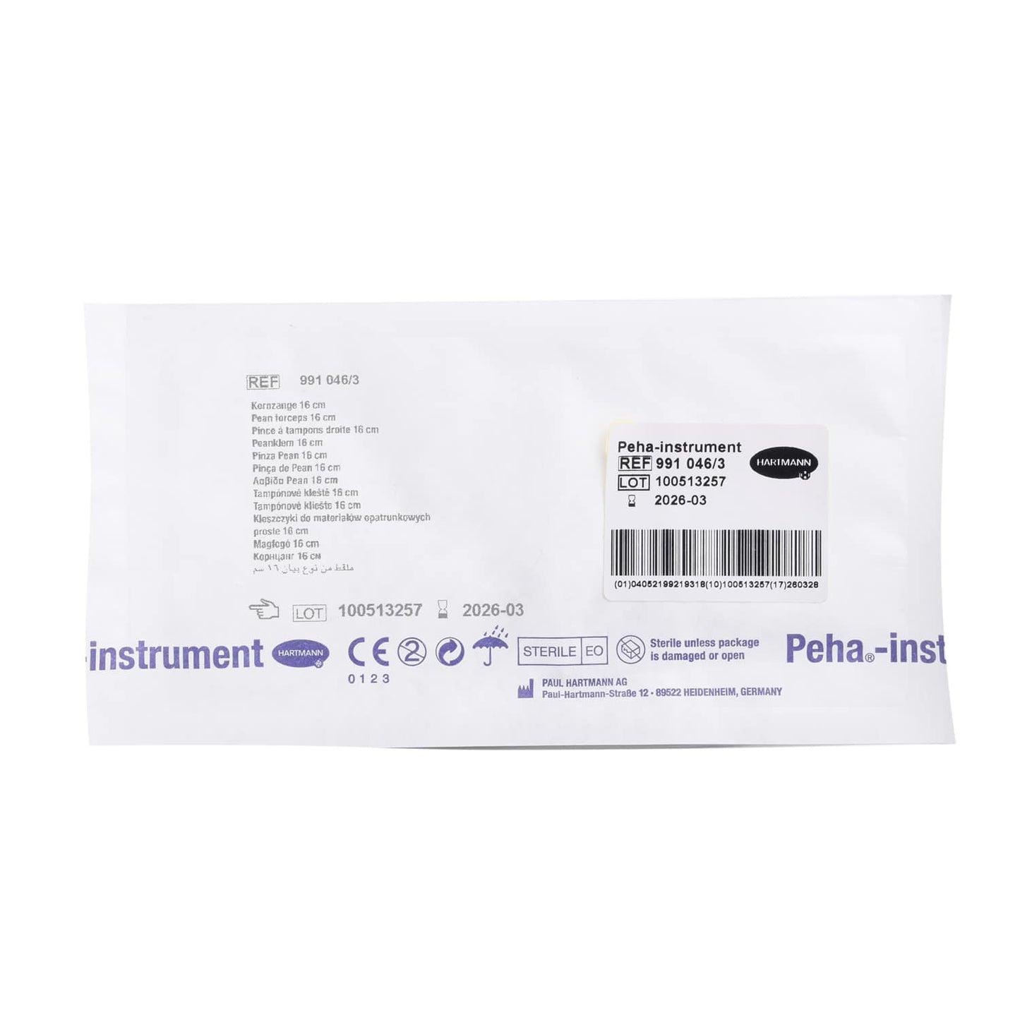 Einmal-Kornzange 16cm gerade - steriles Einweg-Instrument zur sicheren Entsorgung - Med-Praxisbedarf