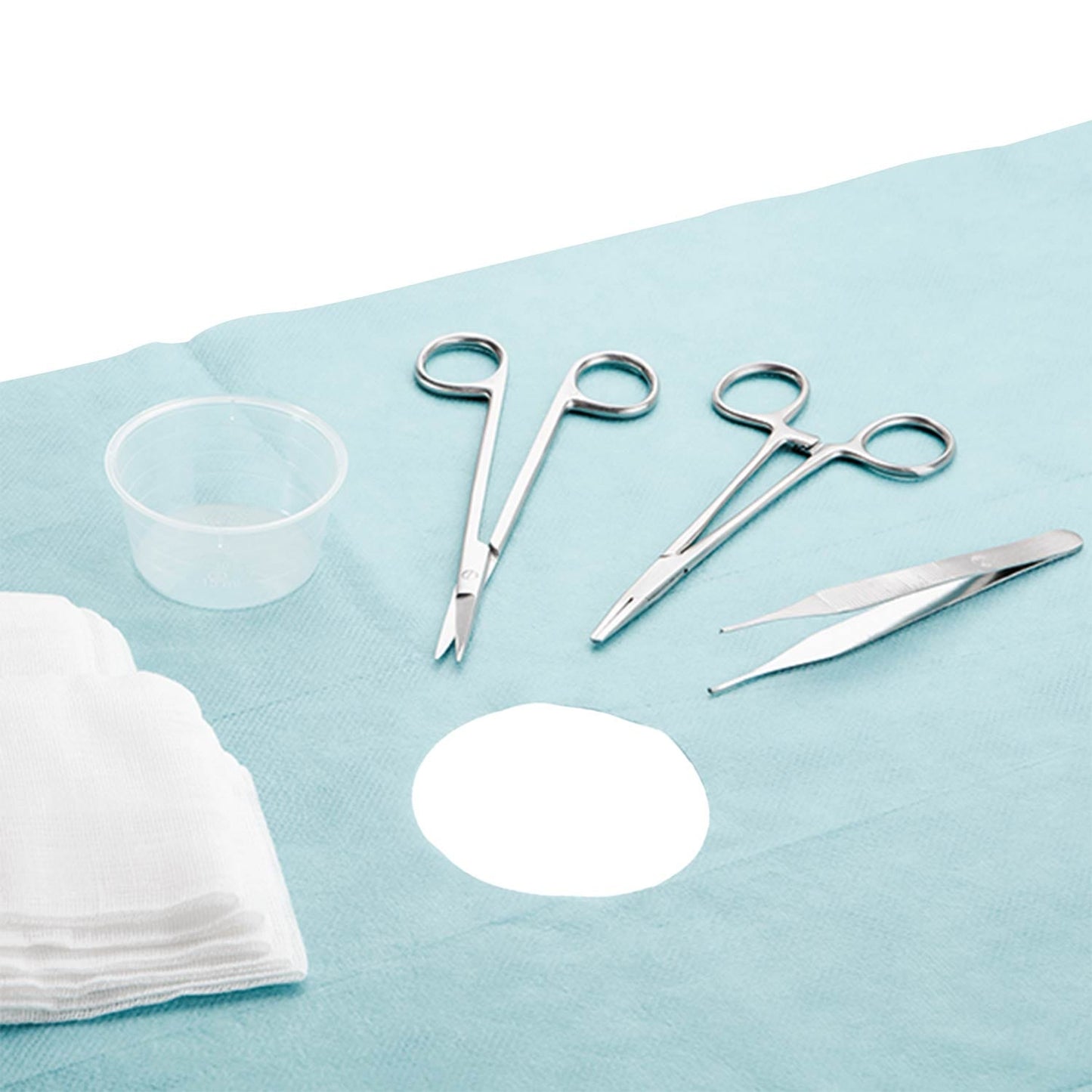 MediSet Wundnaht-Set geöffnet - Inhalt des sterilen Sets für chirurgische Naht im Detail - Med-Praxisbedarf
