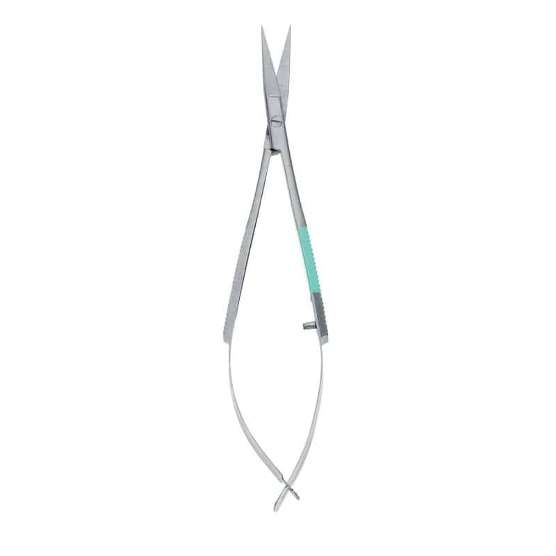 Mikro-Federschere 11 cm - Einmalinstrument aus gebürstetem Stahl für Mikrochirurgie - Med-Praxisbedarf