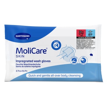 MoliCare Skin Feuchte Waschhandschuhe - alkoholfrei, für schonende Körperreinigung, einzeln verpackt - Med-Praxisbedarf