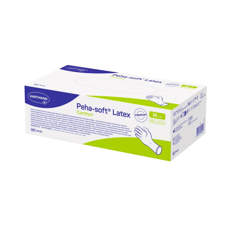 Peha-soft Latex Comfort Untersuchungshandschuhe - puderfreie Latexhandschuhe, Klasse I MDR - Med-Praxisbedarf