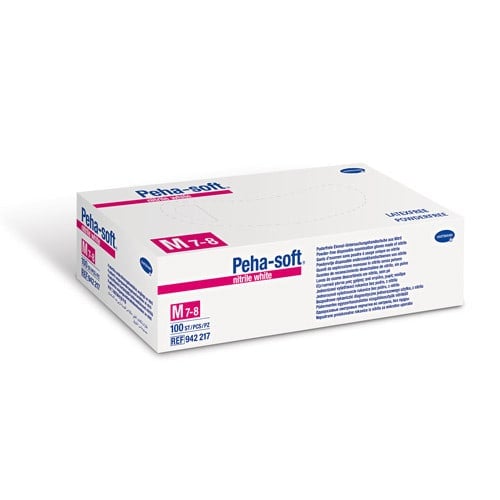 Weiße Untersuchungshandschuhe Nitril - Peha-soft nitrile white, hautverträglich und reißfest - Med-Praxisbedarf