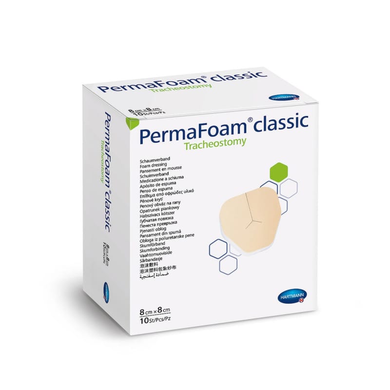 PermaFoam Classic Tracheostomy Verband - Schaumverband mit Y-Schnitt für Tracheostoma, Eintrittsstellen - Med-Praxisbedarf