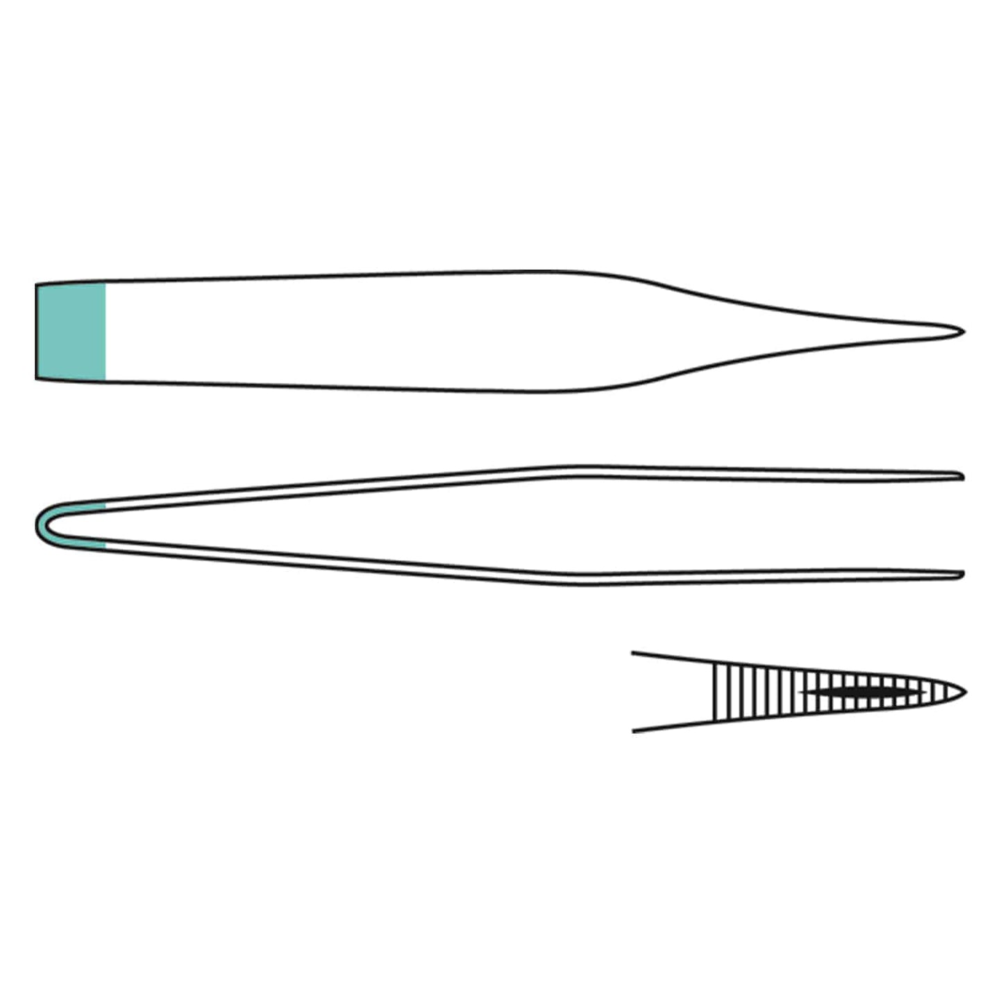 Splitterpinzette 9 cm gerade - Detail der Spitze für präzises Arbeiten - Med-Praxisbedarf