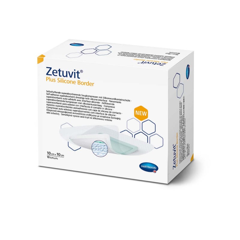 Zetuvit Plus Silicone Border selbstklebend - Wundauflage mit starker Saugkraft für Langzeitversorgung - Med-Praxisbedarf