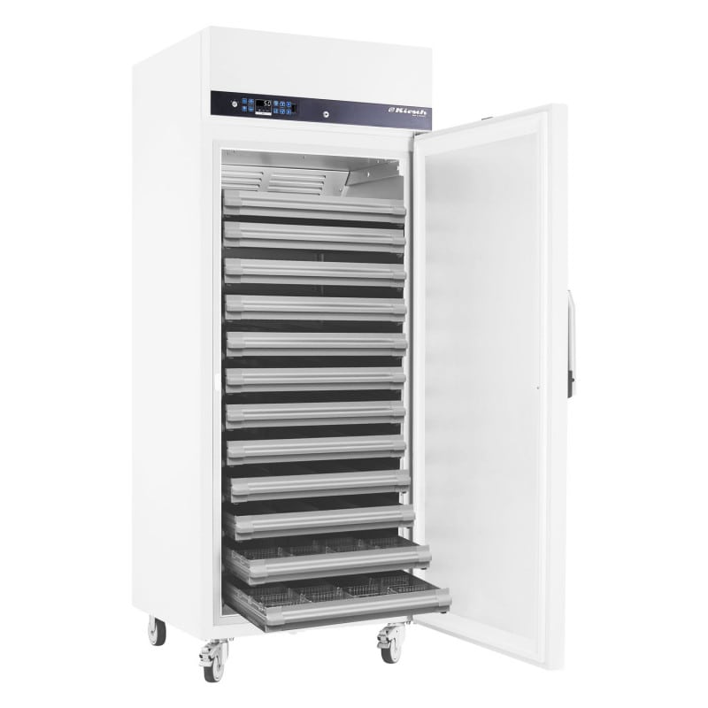 Fahrbarer Arzneimittelkühlschrank Kirsch MED-720 - 12 Aluminium-Schubladen, mobil - Med-Praxisbedarf