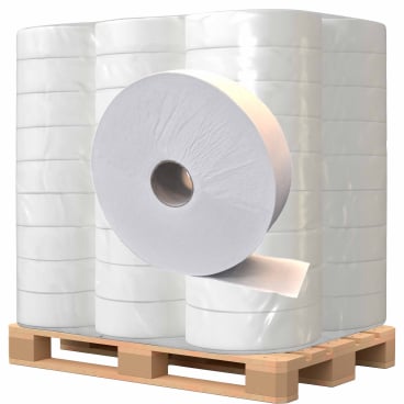 Hygienepapier Toilettenpapier 380m - Jumbo-Rolle, 2-lagig, hochweiß von Plock GmbH - Med-Praxisbedarf