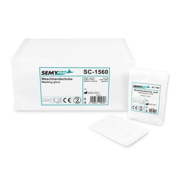 Semy Care Waschhandschuhe für Patientenhygiene - weiches Baumwollmischgewebe, waschbar - Med-Praxisbedarf