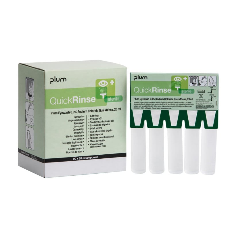 Plum QuickRinse Augenspülampullen 20ml - sterile Einwegampullen mit Natriumchloridlösung - Med-Praxisbedarf