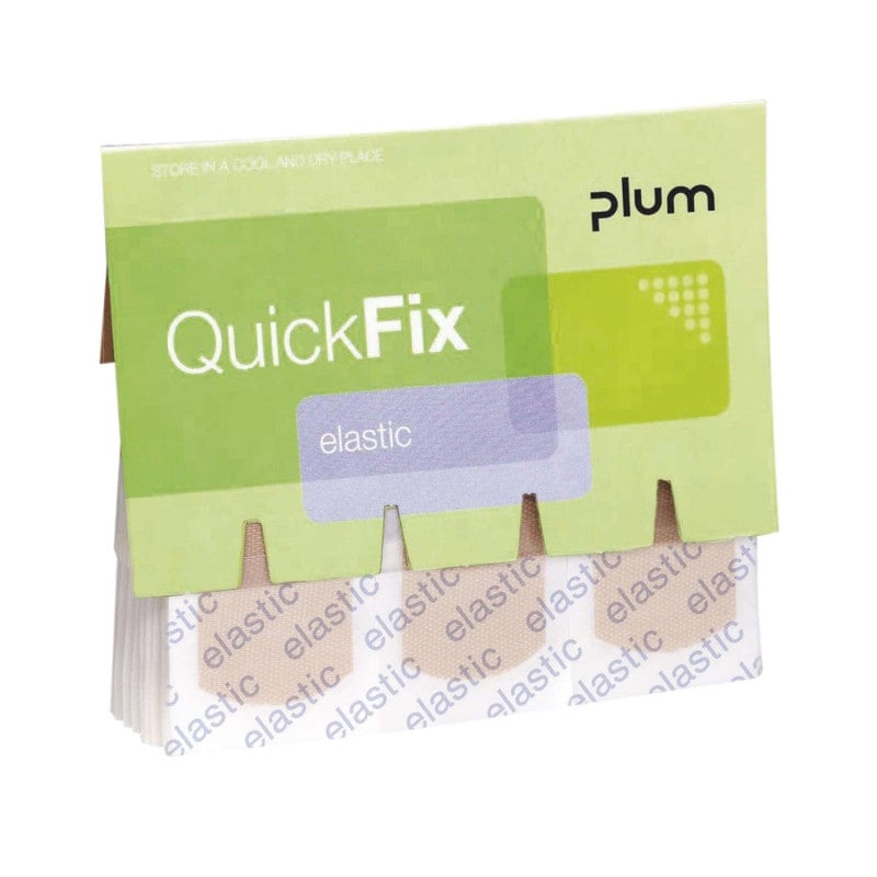 QuickFix Pflaster-Nachfüllpack geöffnet - zeigt sterile Pflasterstrips im Nachfüllbeutel - Med-Praxisbedarf
