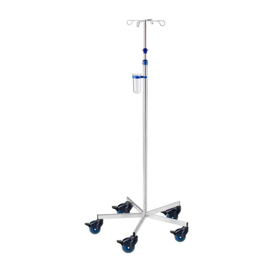 Infusionsständer Provita mit 5 Rollen - für OP und hygienesensible Bereiche, drei feststellbar - Med-Praxisbedarf