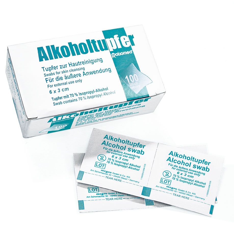 Alkoholtupfer Ratiomed einzeln verpackt - zur Hautdesinfektion, gebrauchsfertig - Med-Praxisbedarf