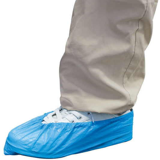 Überschuhe blau PVC-frei - Einmal-Überziehschuhe aus PE für OP, Labor und Lebensmittelindustrie - Med-Praxisbedarf