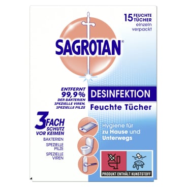 SAGROTAN Feuchttücher Spenderbox - einzeln entnehmbare Desinfektionstücher für den Praxisbedarf - Med-Praxisbedarf