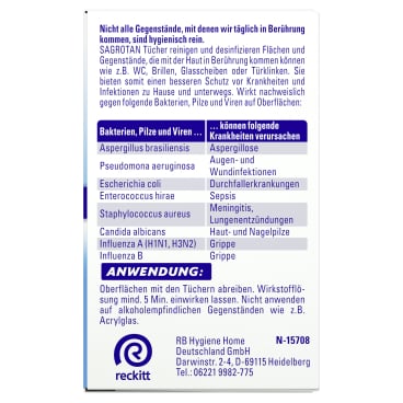 SAGROTAN Feuchttücher Anwendung - Desinfektion von Oberflächen und medizinischen Geräten - Med-Praxisbedarf