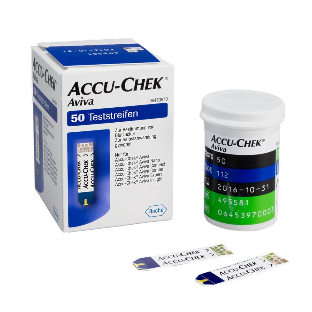 Accu-Chek Aviva Teststreifen 50 Stück - Packung für präzise Blutzuckermessung im Praxisalltag - Med-Praxisbedarf