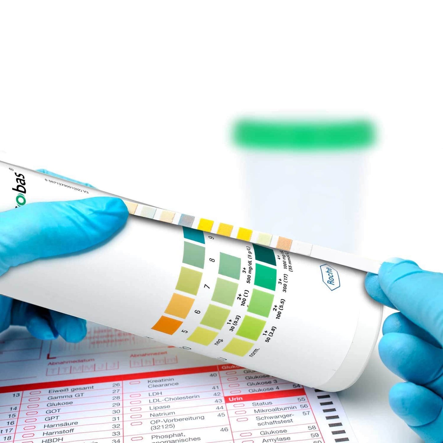Urinteststreifen Combur 3 Test - 50 Einheiten für die medizinische Praxis - Med-Praxisbedarf