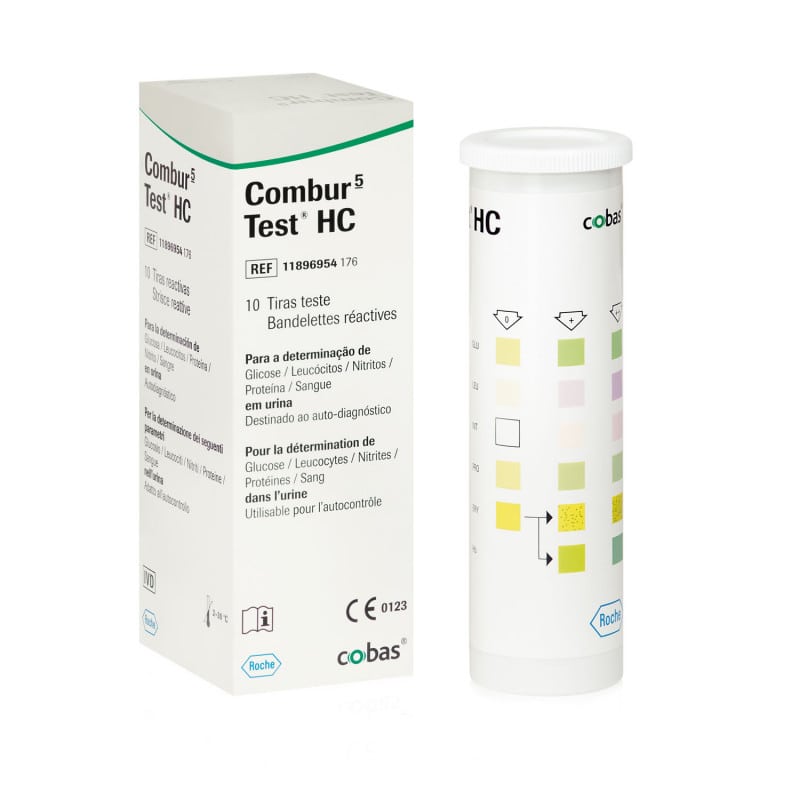 Combur 5 Test HC Urinteststreifen - 10 Stück Packung für Glucose und Eiweiß - Med-Praxisbedarf
