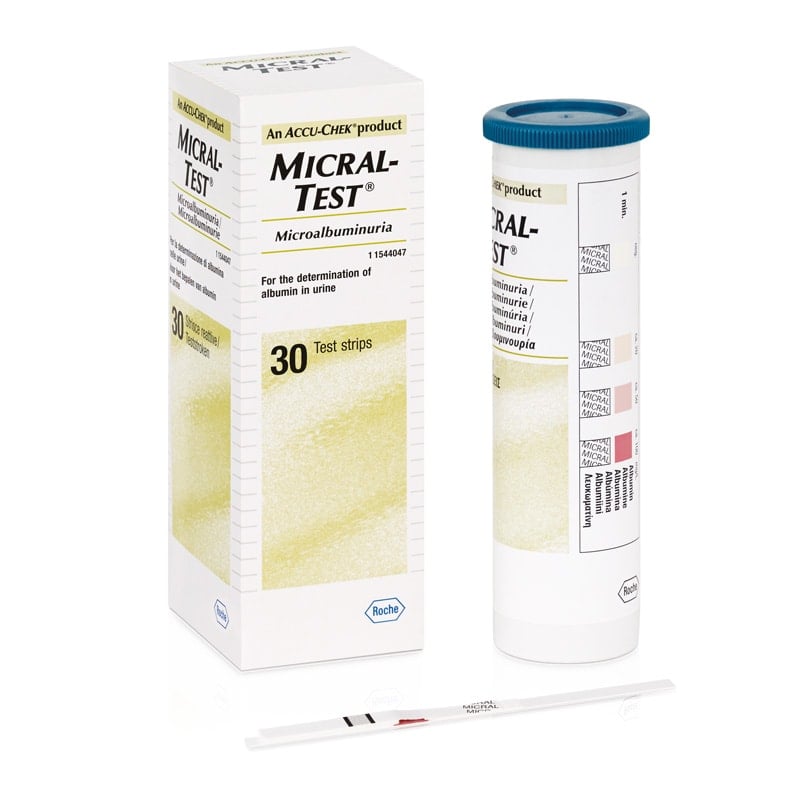 Micral-Test Urin-Streifen von Roche Diagnostics - visuelle Auswertung, frühzeitige Nierendiagnostik - Med-Praxisbedarf