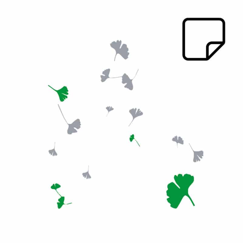 Ginko-Piktogramm Aufkleber goldfarben - dekorative Raumgestaltung in Pflegeeinrichtungen - Med-Praxisbedarf