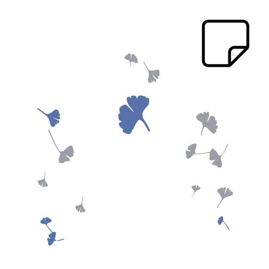 Ginko-Piktogramm Dekorsticker silber - elegantes Blatt-Motiv für Arztpraxen und Kliniken - Med-Praxisbedarf