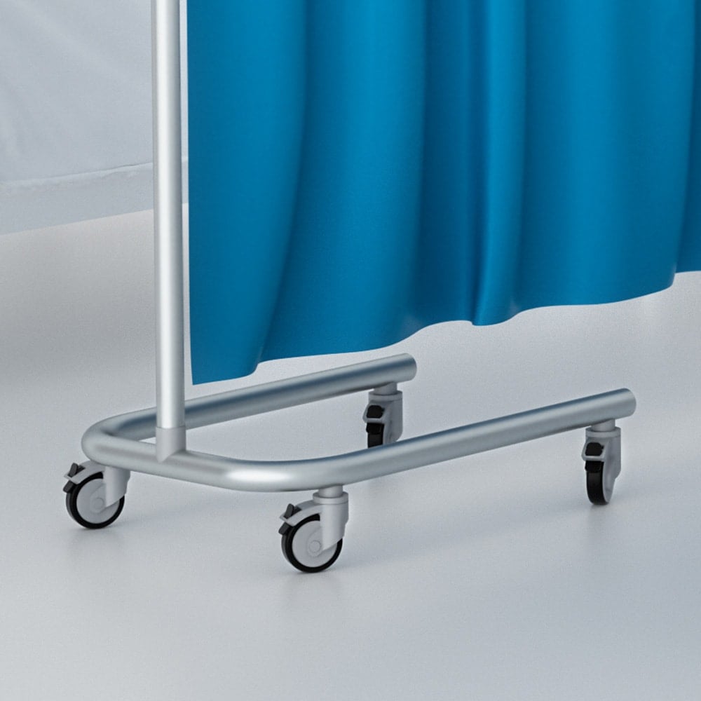 Detail mobile Trennwand - stabiles Metallgestell mit leichtgängigen Lenkrollen - Med-Praxisbedarf