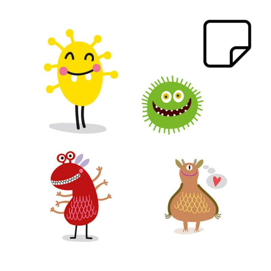 Piktogramme Monster-Design - bunte Deko-Sticker für Ropimex Faltwände - Med-Praxisbedarf