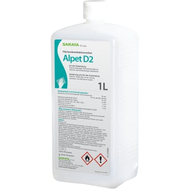 SARAYA Alpet D2 Flächendesinfektion - alkoholisches Desinfektionsmittel mit 58,6% 2-Propanol - Med-Praxisbedarf