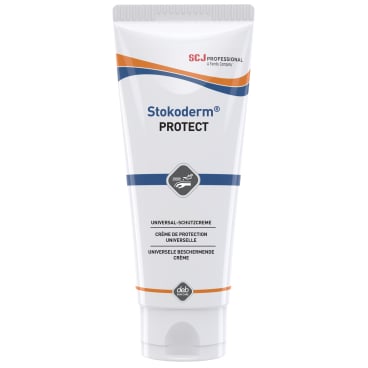 Stokoderm Protect Hautschutzcreme geöffnet - Darstellung der Textur, täglicher Einsatz, rückfettend - Med-Praxisbedarf