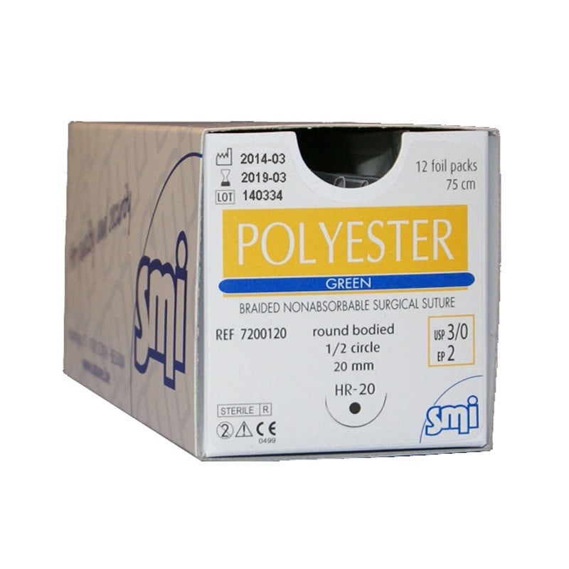 SMI Polyester Nahtmaterial - nicht resorbierbar, 12 Nadel-Faden-Kombinationen - Med-Praxisbedarf